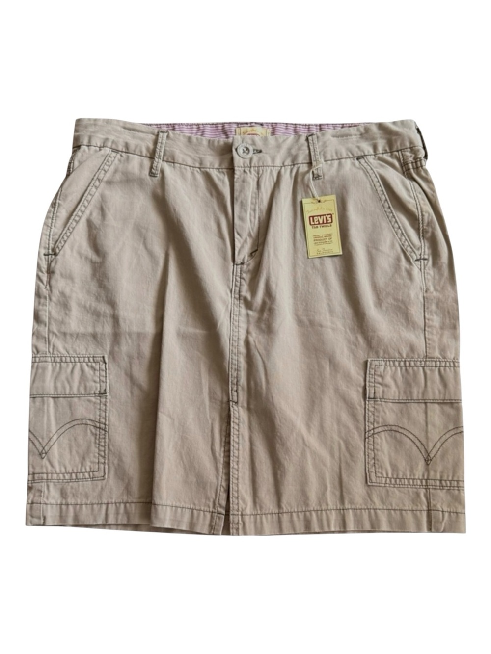 Levi's Women’s Tab Twill Khaki Cargo Mini Skirt NWT Size 14 Casual Classic